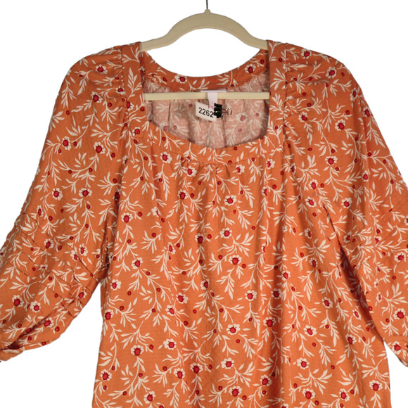 Isabel Maternity Blouse Womens Large Floral Textured Square Neck 3/4 Sleeve Top - Picture 2 of 12